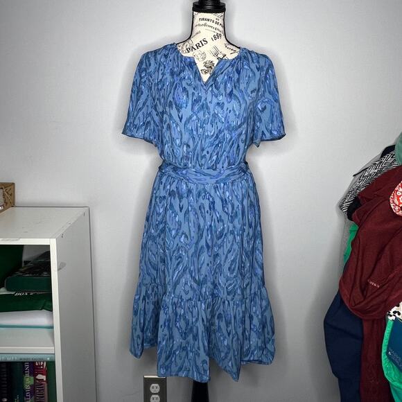 41Hawthorn (M) Abstract Flutter Sleeve Shift Dress Belted Pockets - Stitch Fix - Picture 9 of 9